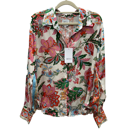 NWT Misa Los Angeles Womens Roya Floral Button Down Shirt Long Sleeve Size S - Picture 2 of 11